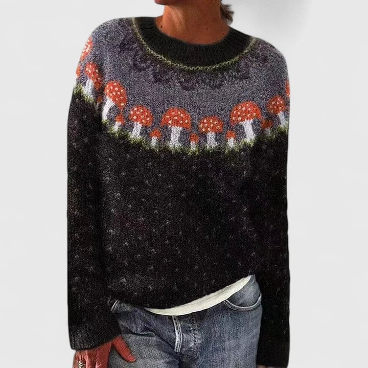 Agnes | Strikket Sweater Med Nordisk Mønster Og Rund Hals