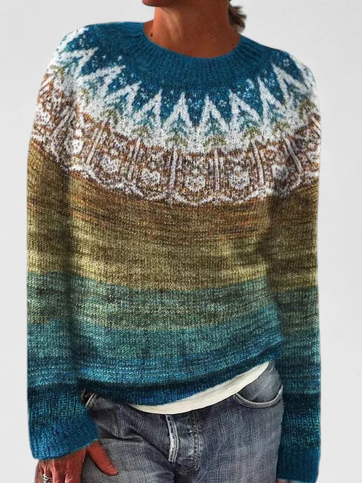 Agnes | Strikket Sweater Med Nordisk Mønster Og Rund Hals