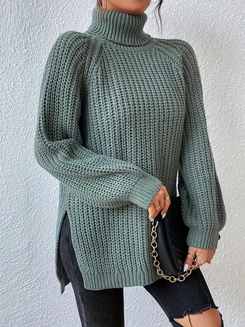 Vera | Strikket Turtleneck Sweater med Oversize Pasform og Textureret Mønster
