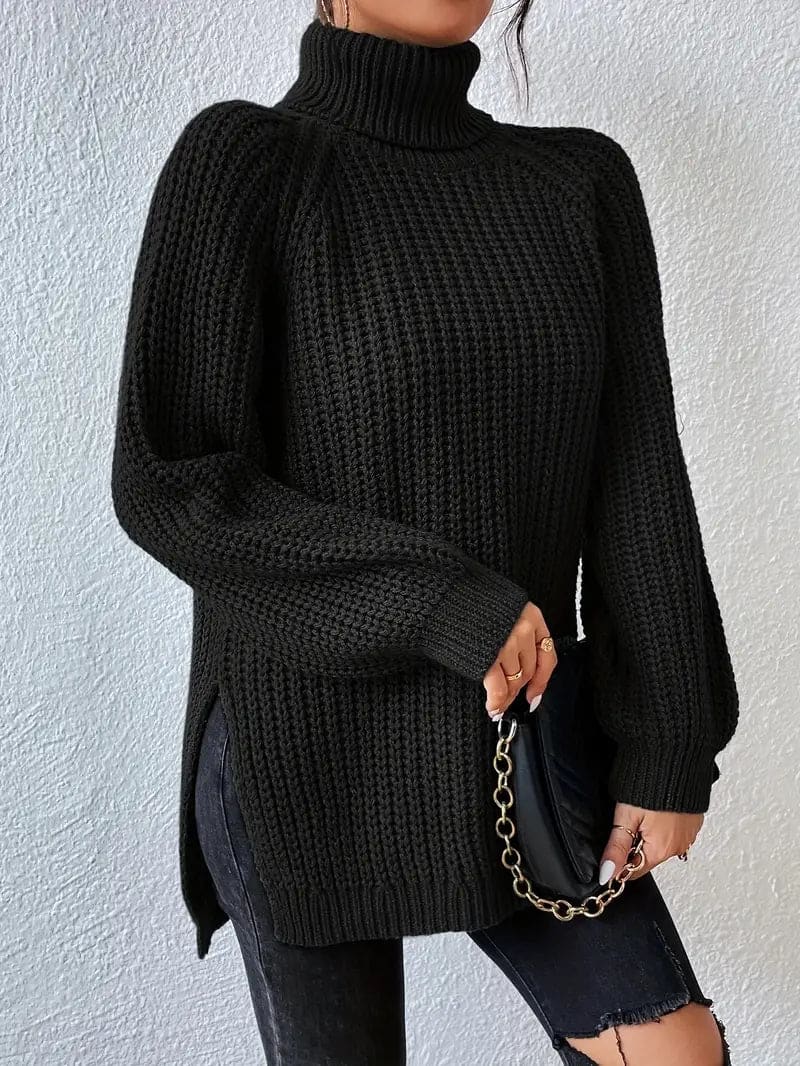 Vera | Strikket Turtleneck Sweater med Oversize Pasform og Textureret Mønster