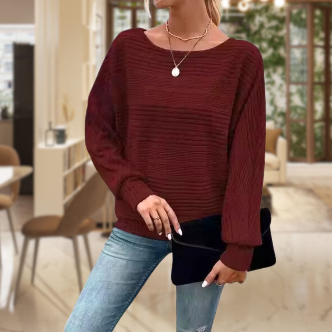 Sonja | Struktureret Sweater Med Afslappet Pasform Og Rillestrik