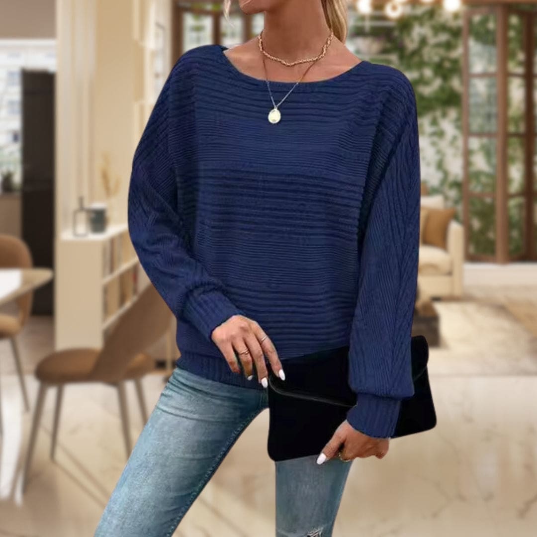 Sonja | Struktureret Sweater Med Afslappet Pasform Og Rillestrik