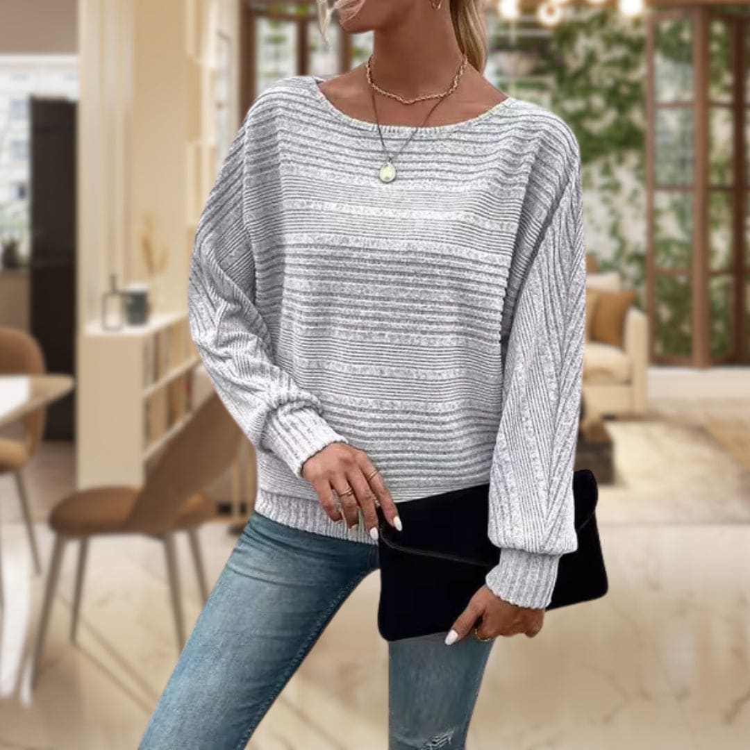 Sonja | Struktureret Sweater Med Afslappet Pasform Og Rillestrik