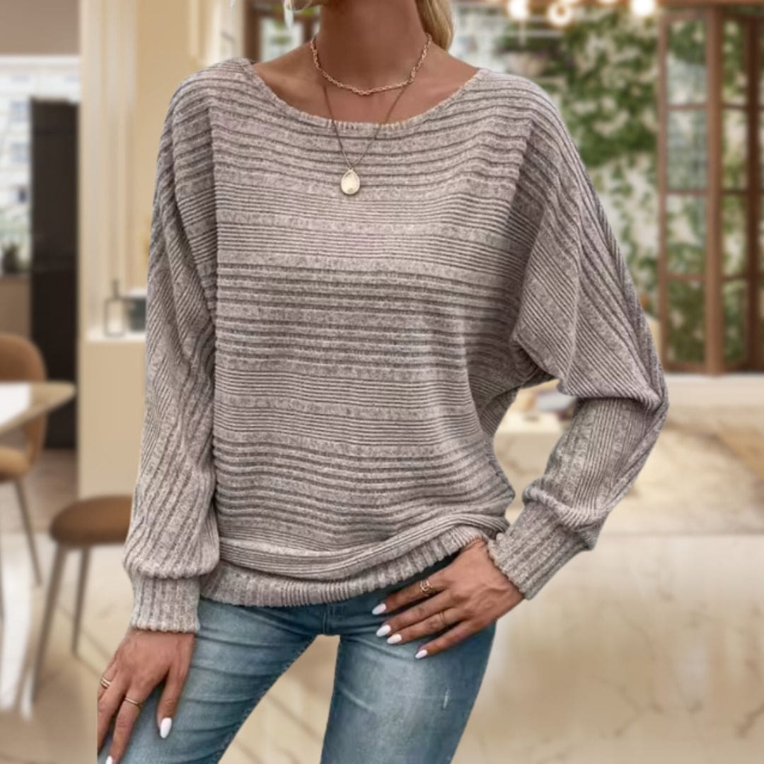 Sonja | Struktureret Sweater Med Afslappet Pasform Og Rillestrik