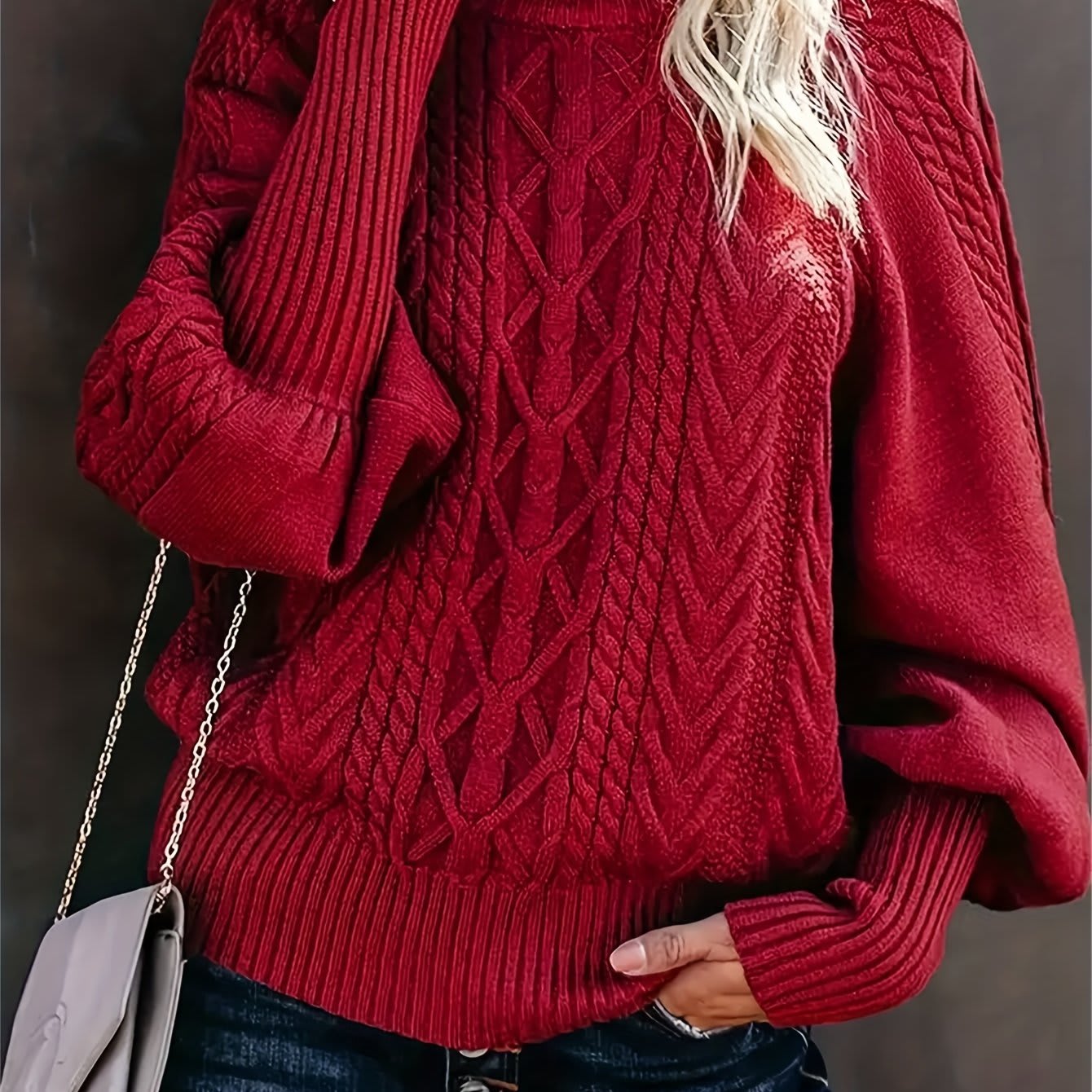Dorthe | sweater med højhalset krave og snoninger