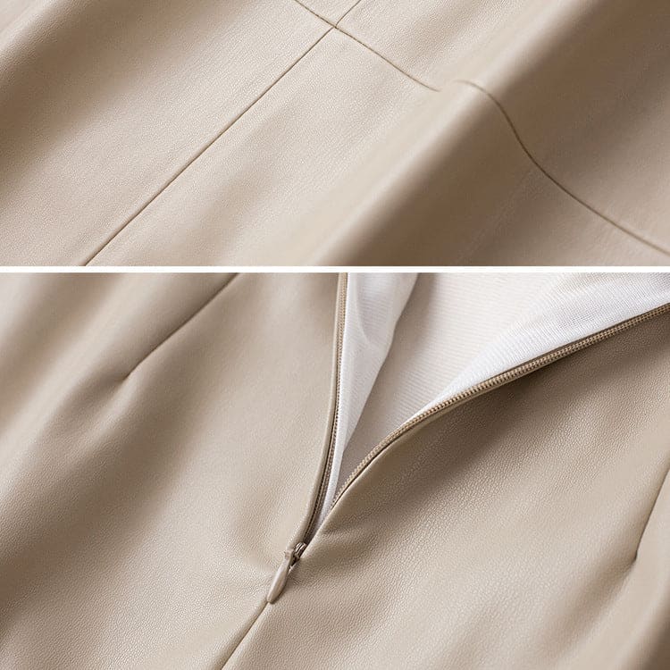 Nederdel med høj talje, bælte, asymmetrisk front og perforeret sidepanel._11