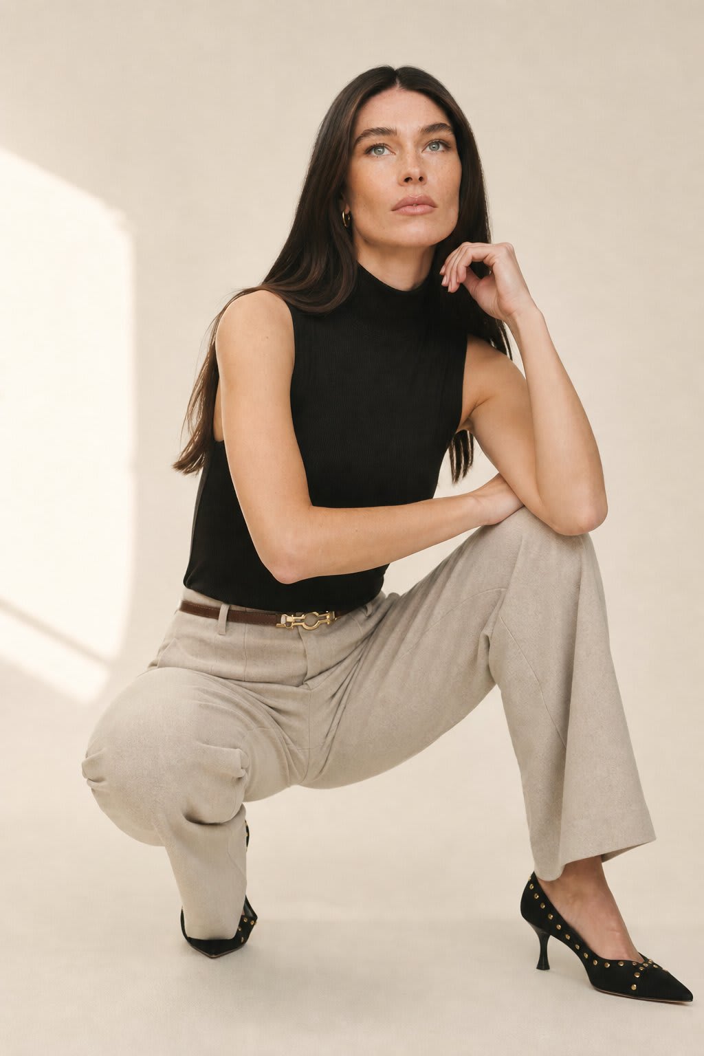Jonna | wide leg bukser med høj talje og klassisk snitføring